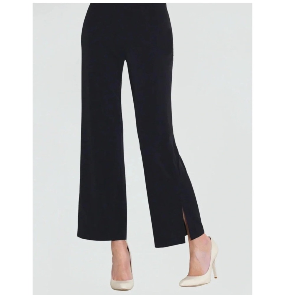 Clara Sunwoo Womens XS Black Wide Leg Side Slit Knit Pants Made in USA